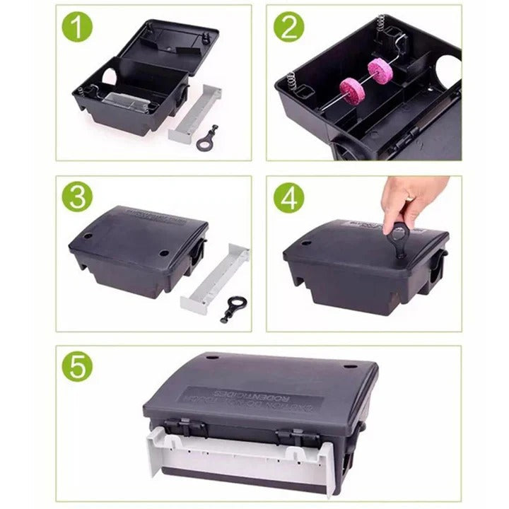 Rodent Catch Station with Single Lock and Removable Bait Tray