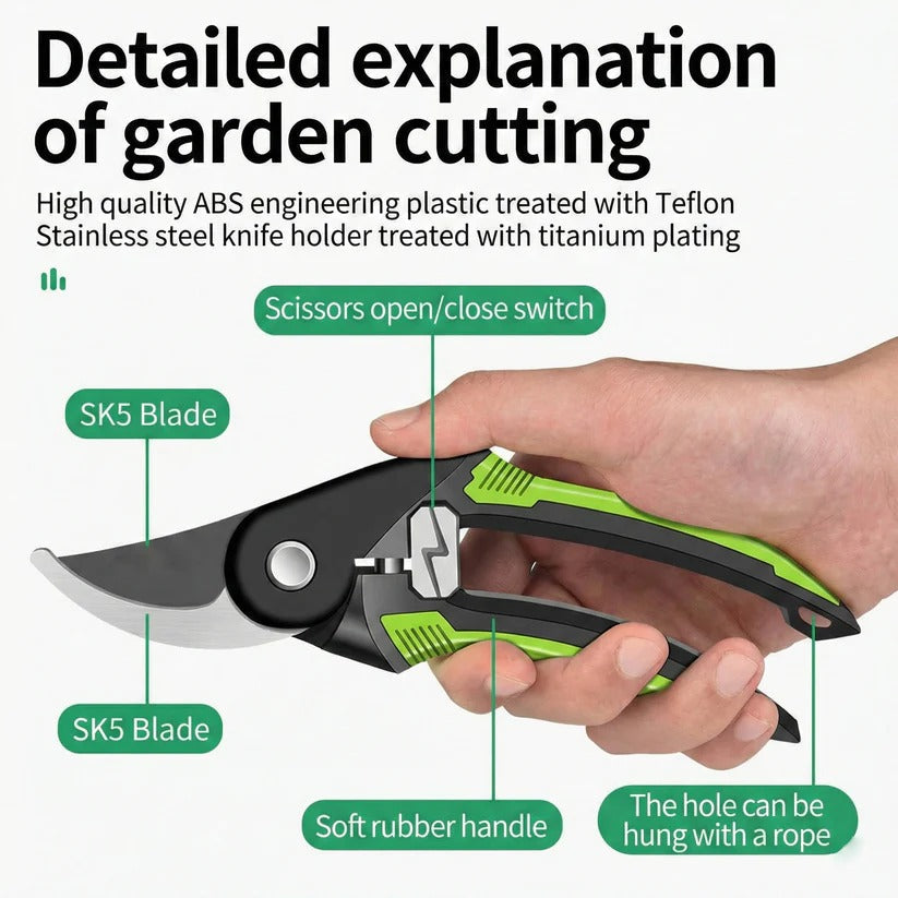 Pruning Shears with Adjustable Jaw and Automatic Spring Opening, 1.4in Cut Capacity