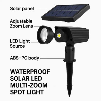 Solar Spotlight with Adjustable Zoom Lens and RGB Color Modes