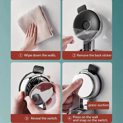 Suction Cup Shower Head Holder with 360 Degree Rotation and Adjustable Height