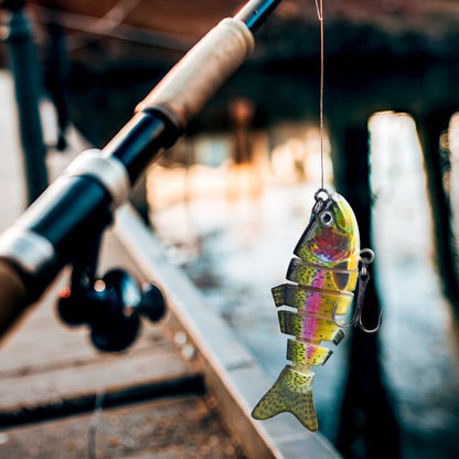 Segmented Swimbait Lure with Internal Rattle and Stainless Steel Hooks