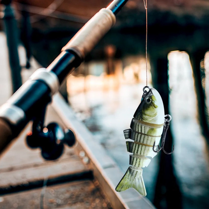 Segmented Swimbait Lure with Internal Rattle and Stainless Steel Hooks