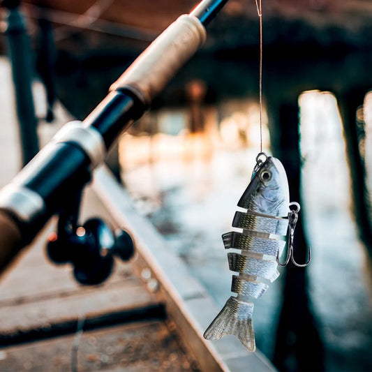 Segmented Swimbait Lure with Internal Rattle and Stainless Steel Hooks