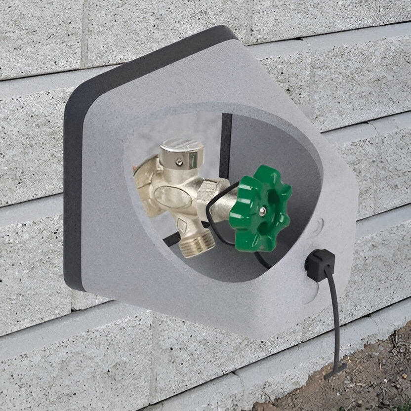 Insulated Tap Cover with Adjustable Straps and Polystyrene Core for Frost Protection