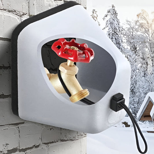Insulated Tap Cover with Adjustable Straps and Polystyrene Core for Frost Protection Support
