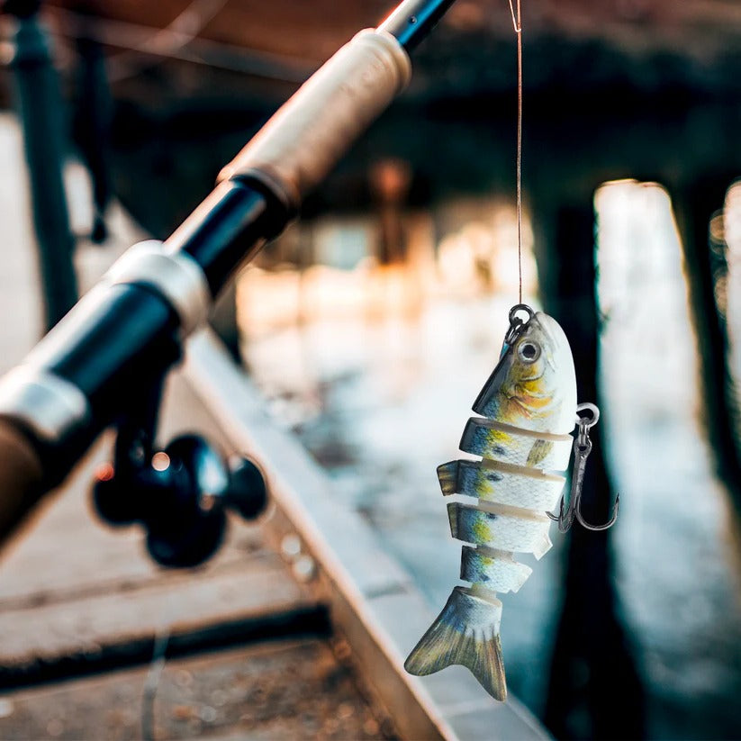 Segmented Swimbait Lure with Internal Rattle and Stainless Steel Hooks