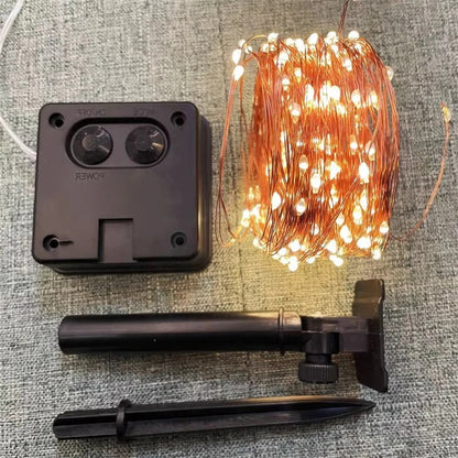 LED Garden String Lights with Solar Panel and Automatic Dusk Activation