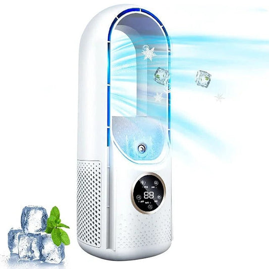 Portable Bladeless Air Conditioner with Timer and Six Speed Settings for Small Spaces