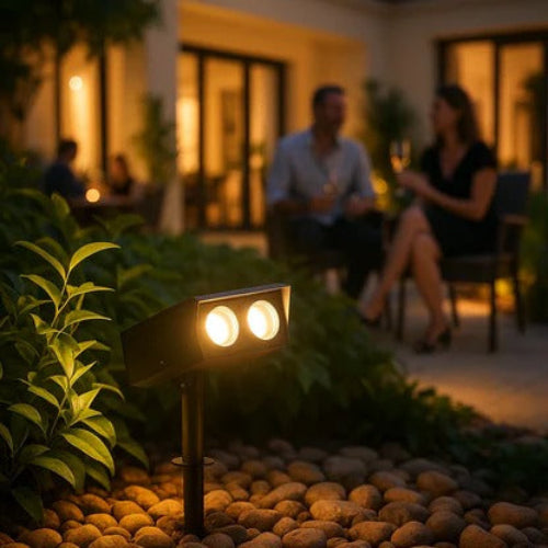 Solar Spotlight with Adjustable Zoom Lens and RGB Color Modes