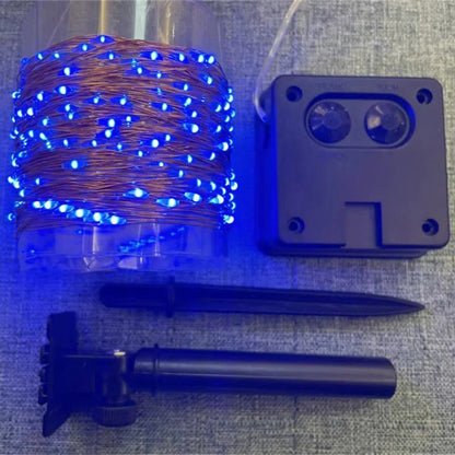 LED Garden String Lights with Solar Panel and Automatic Dusk Activation