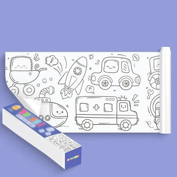 Reusable Drawing Wall Sticker with Numbered Sections and Adhesive Backing, 118in Length