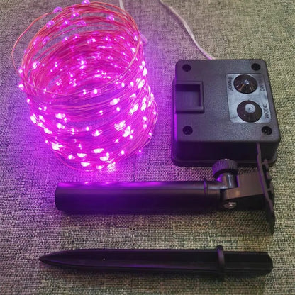 LED Garden String Lights with Solar Panel and Automatic Dusk Activation