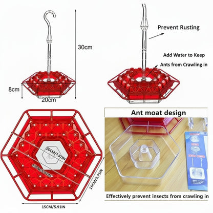 Hummingbird Feeder with Ant Moat and Four Feeding Ports, 24oz Capacity