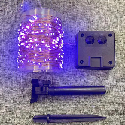 LED Garden String Lights with Solar Panel and Automatic Dusk Activation