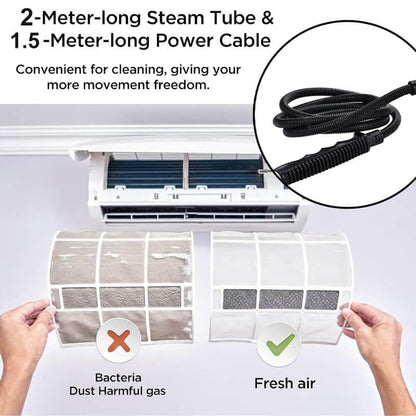 2500W Steam Cleaner with 5 Brush Heads and Adjustable Steam Flow