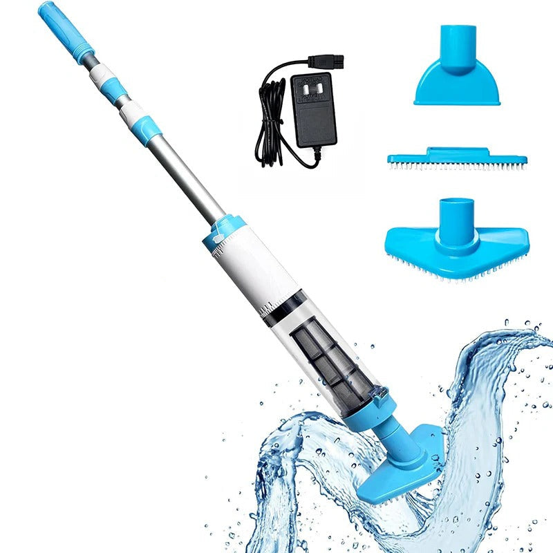 Cordless Pool Cleaner with Telescoping Pole and Three Interchangeable Brush Heads