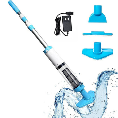 Cordless Pool Cleaner with Telescoping Pole and Three Interchangeable Brush Heads