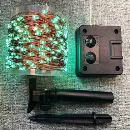 LED Garden String Lights with Solar Panel and Automatic Dusk Activation