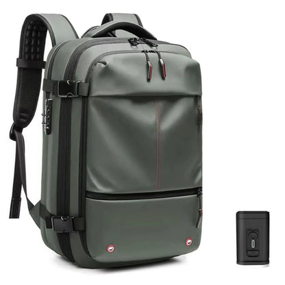 Compression Backpack with Internal Air Squeeze System and Coded Zipper Access