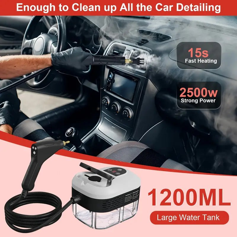 2500W Steam Cleaner with 5 Brush Heads and Adjustable Steam Flow