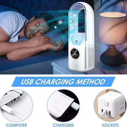 Portable Air Cooler with Bladeless Design and Six Speed Control for Small Spaces