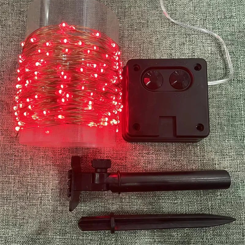 LED Garden String Lights with Solar Panel and Automatic Dusk Activation