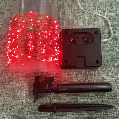 LED Garden String Lights with Solar Panel and Automatic Dusk Activation