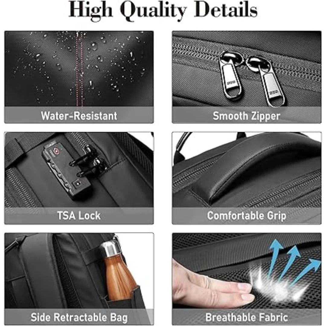 Compression Backpack with Internal Air Squeeze System and Coded Zipper Access