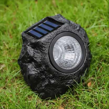 Solar Garden Spotlight with Automatic Light Sensor and Stone Design, IP65 Water Resistant