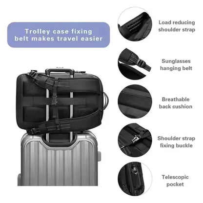 Compression Backpack with Internal Air Squeeze System and Coded Zipper Access
