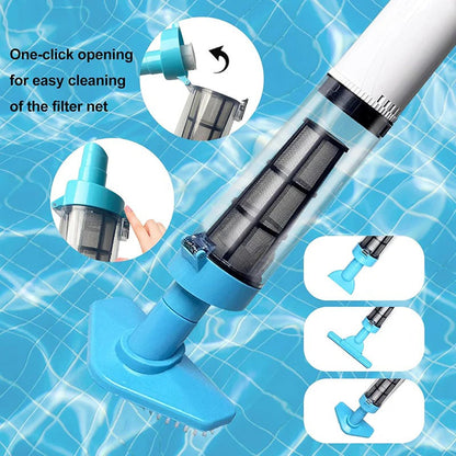 Cordless Pool Cleaner with Telescoping Pole and Three Interchangeable Brush Heads