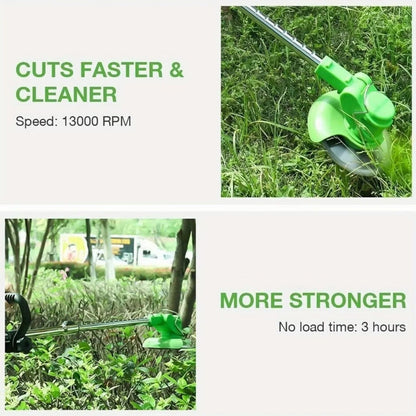 Cordless Grass and Weed Trimmer with 600W Motor and Adjustable 51in Shaft