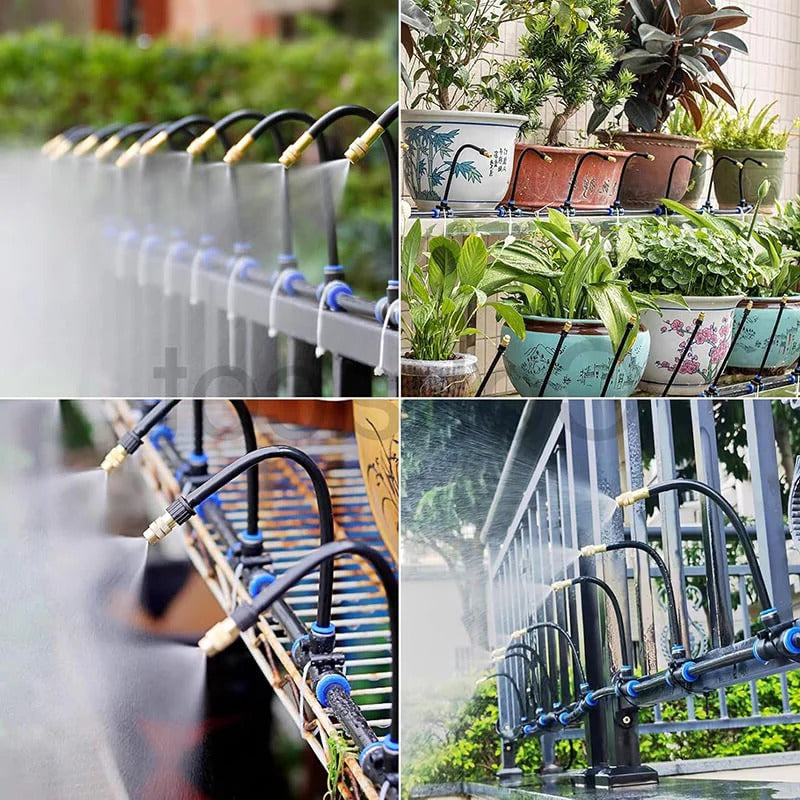 Adjustable Irrigation Kit with 360 Degree Rotating Nozzles and Copper Construction