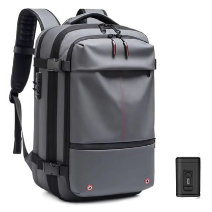 Compression Backpack with Internal Air Squeeze System and Coded Zipper Access