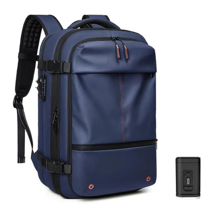Compression Backpack with Internal Air Squeeze System and Coded Zipper Access