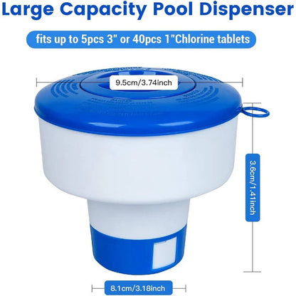 Pool Chemical Floater with Adjustable Vent Settings and Twist Lock Cap for Pools and Spas
