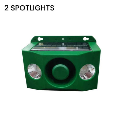 Solar Animal Deterrent Light with Flashing Spotlights and Alarm Sound Unit