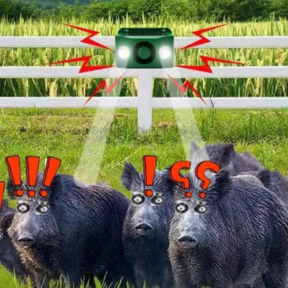 Solar Animal Deterrent Light with Flashing Spotlights and Alarm Sound Unit