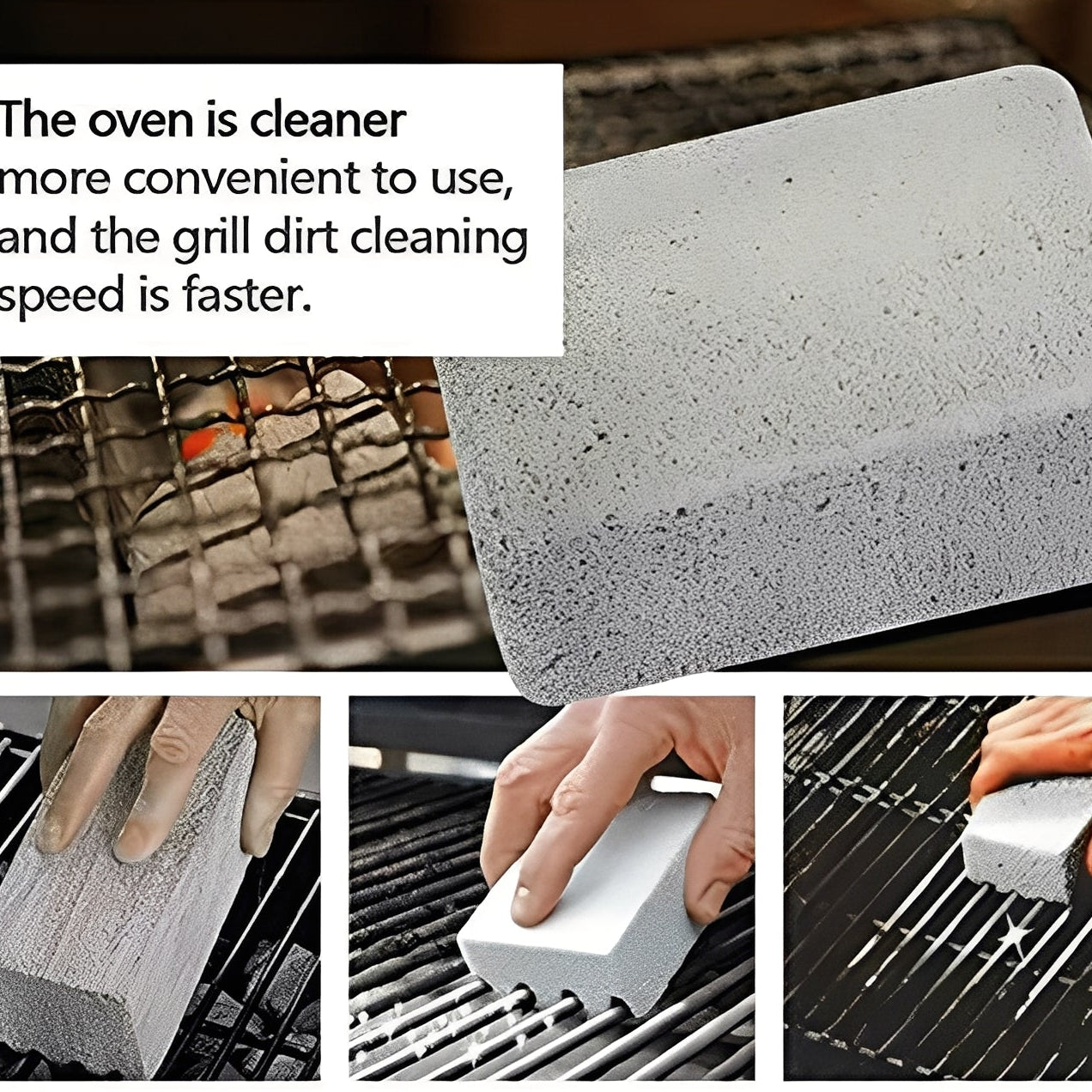 Pumice Grill Cleaning Brick with Textured Grip and Bristle-Free Design, Set of 5