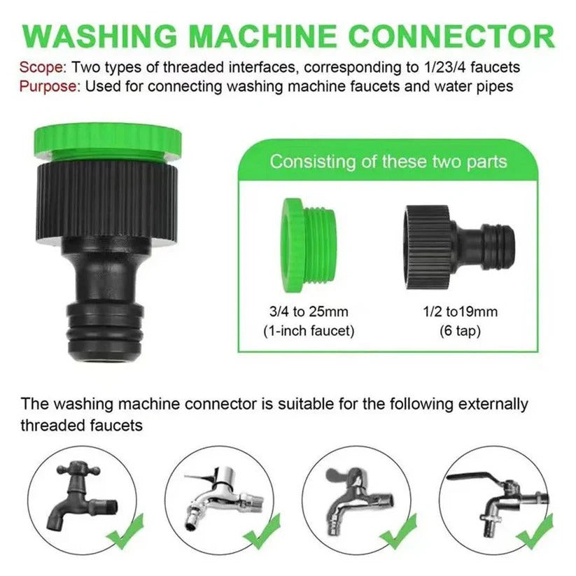 Expandable Garden Hose with Seven-Spray Nozzle and Auto-Collapse Storage