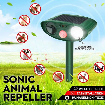 Ultrasonic Animal Deterrent with Solar Power and Motion Sensor, 30ft Range