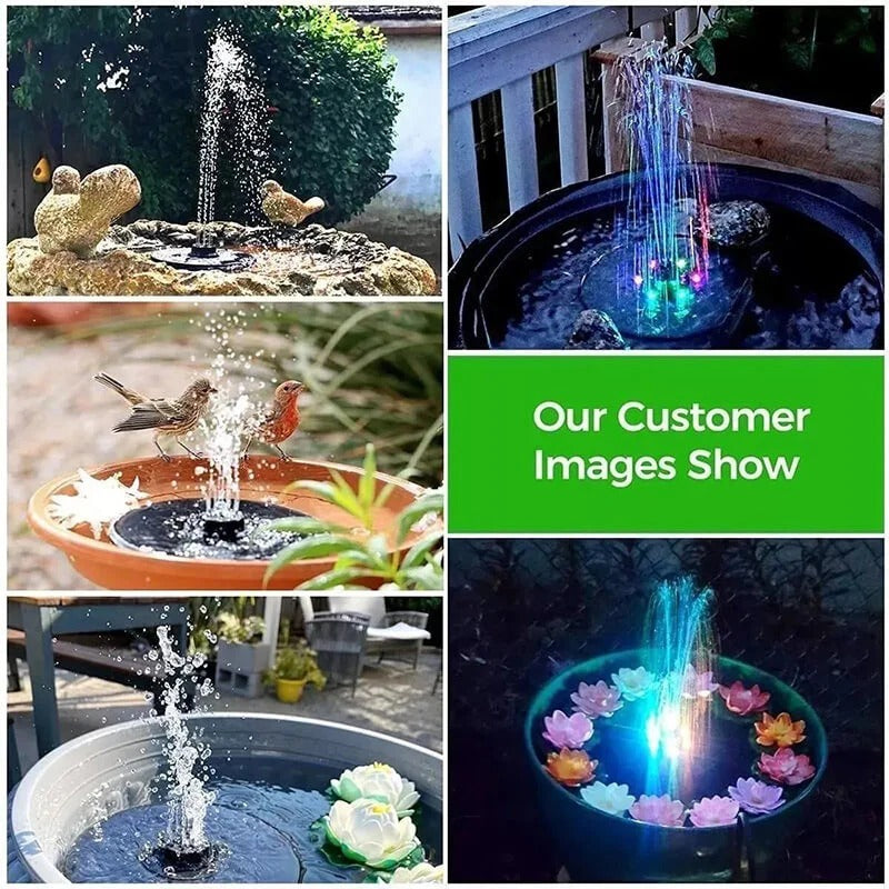 Solar Fountain with 8 Spray Patterns and 60 LED Lights for Bird Baths