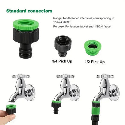 Expandable Garden Hose with Seven-Spray Nozzle and Auto-Collapse Storage