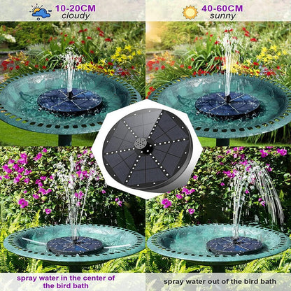 Solar Fountain with 8 Spray Patterns and 60 LED Lights for Bird Baths