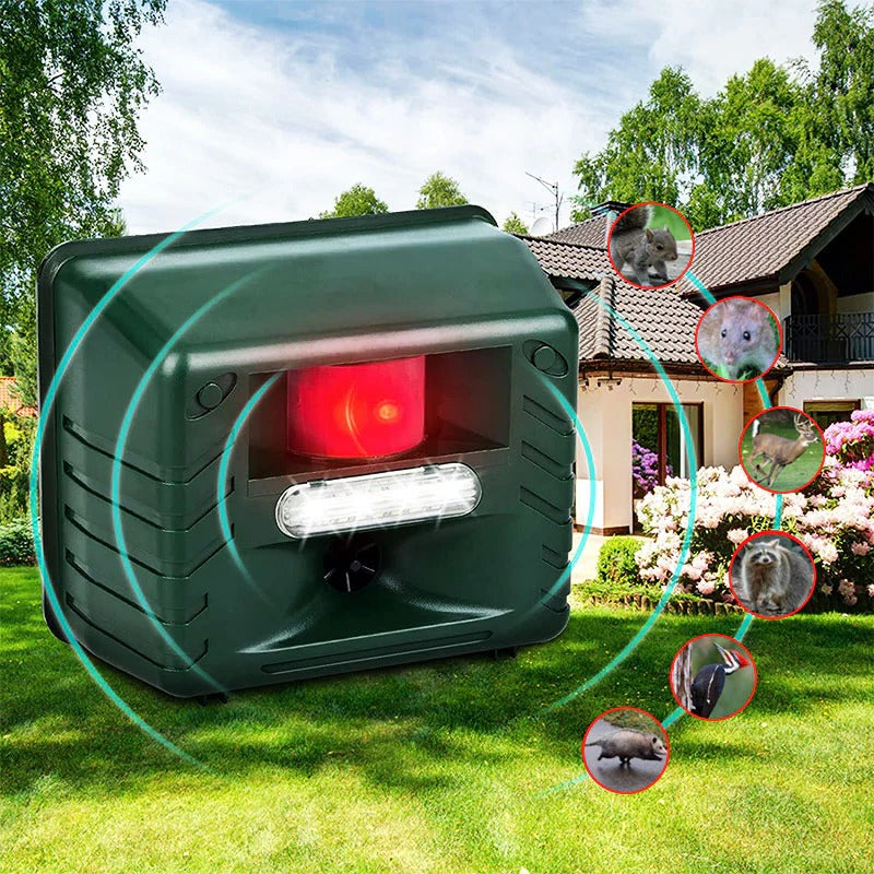 Motion Sensor Animal Repeller with 70ft Detection Range and Ultrasonic Output