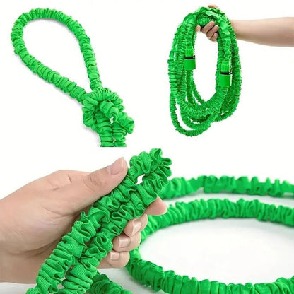 Expandable Garden Hose with Seven-Spray Nozzle and Auto-Collapse Storage