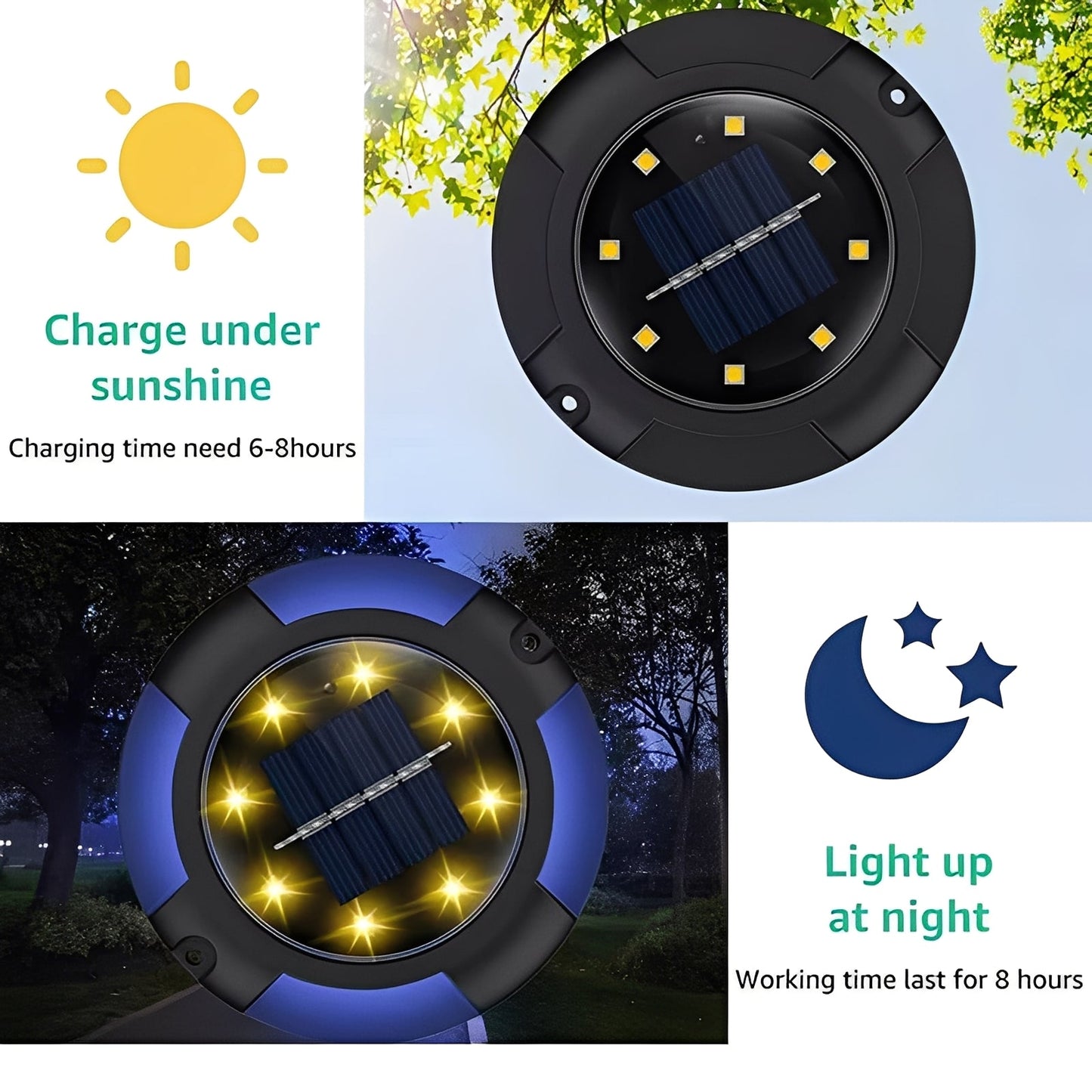 Solar LED Ground Light with Multicolor Bulbs and Automatic Sensor