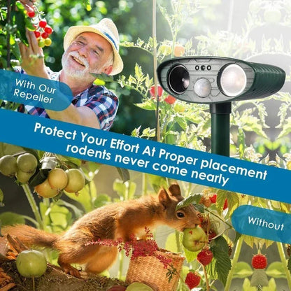 Ultrasonic Animal Deterrent with Solar Power and Motion Sensor, 30ft Range