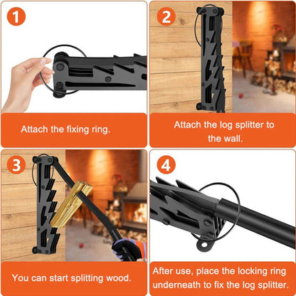 Firewood Kindling Splitter with Wall Mount and 180-Degree Handle Rotation