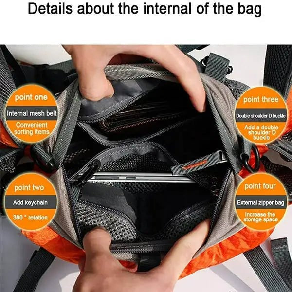 Waist Bag with Dual Bottle Holders and Multiple Compartments for Hiking